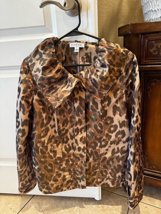 St John Sport Jackets & Blazers - St. John Sport Leopard Satin Jacket - Brown Animal Print